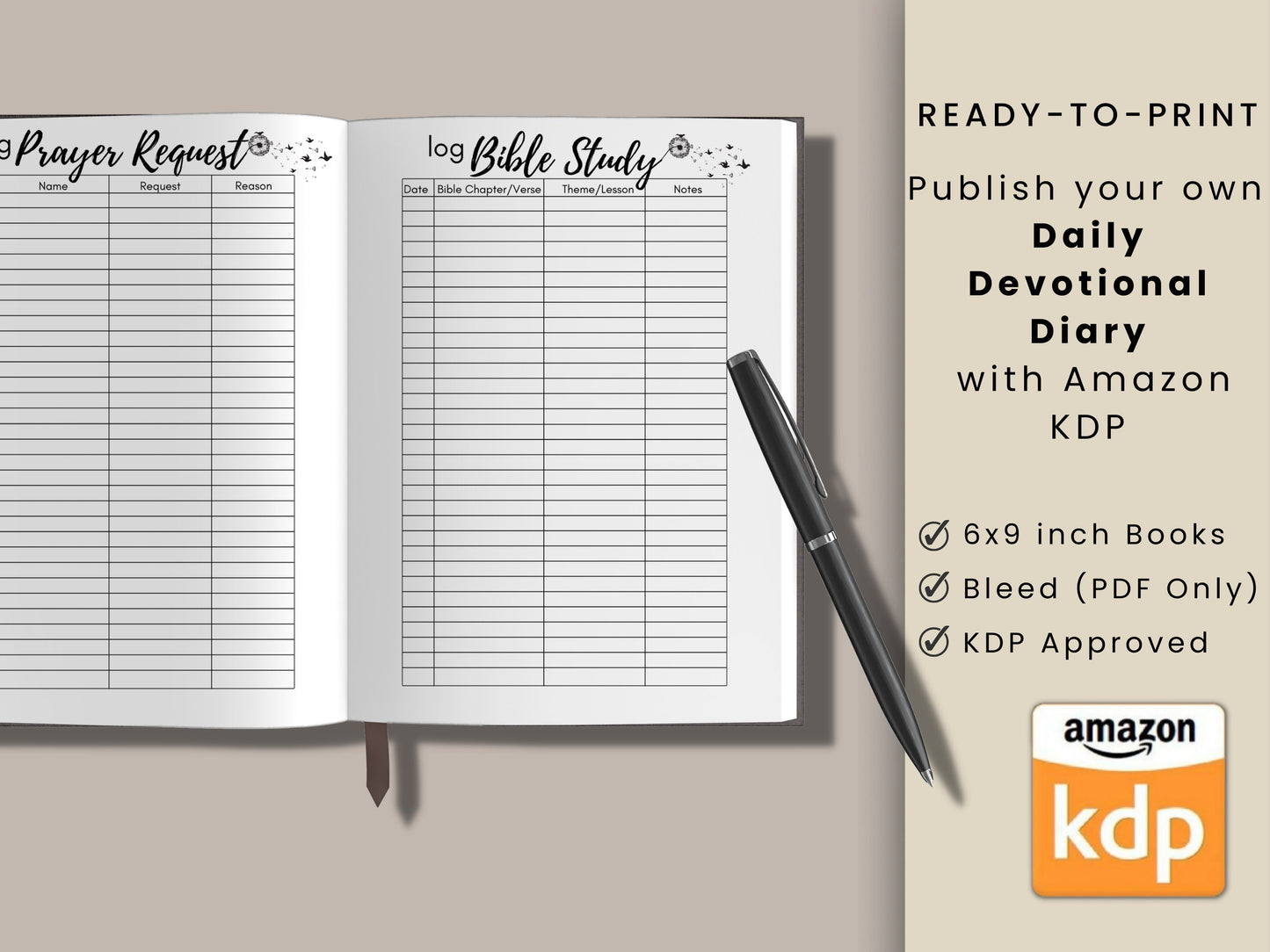 Daily Devotional Diary Bundle, 6x9, KDP Template plus Cover, Amazon KDP, KDP Cover