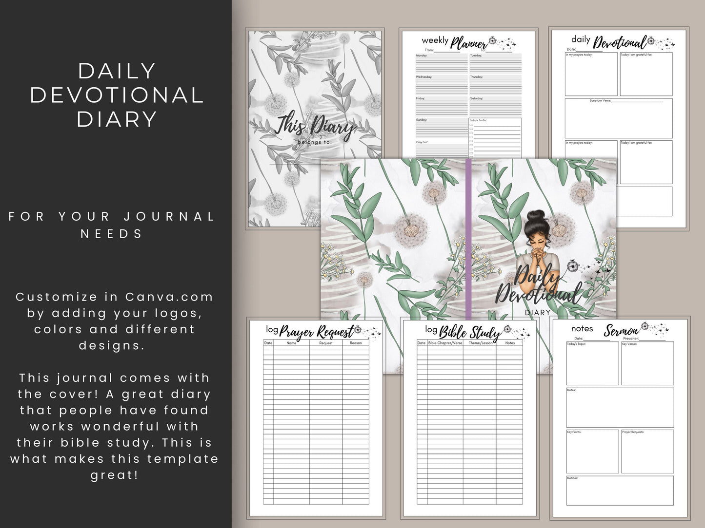 Daily Devotional Diary Bundle, 6x9, KDP Template plus Cover, Amazon KDP, KDP Cover