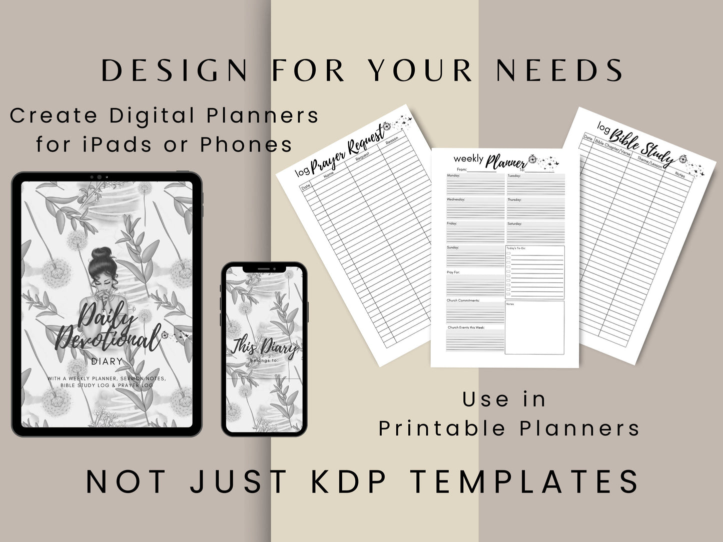 Daily Devotional Diary Bundle, 6x9, KDP Template plus Cover, Amazon KDP, KDP Cover