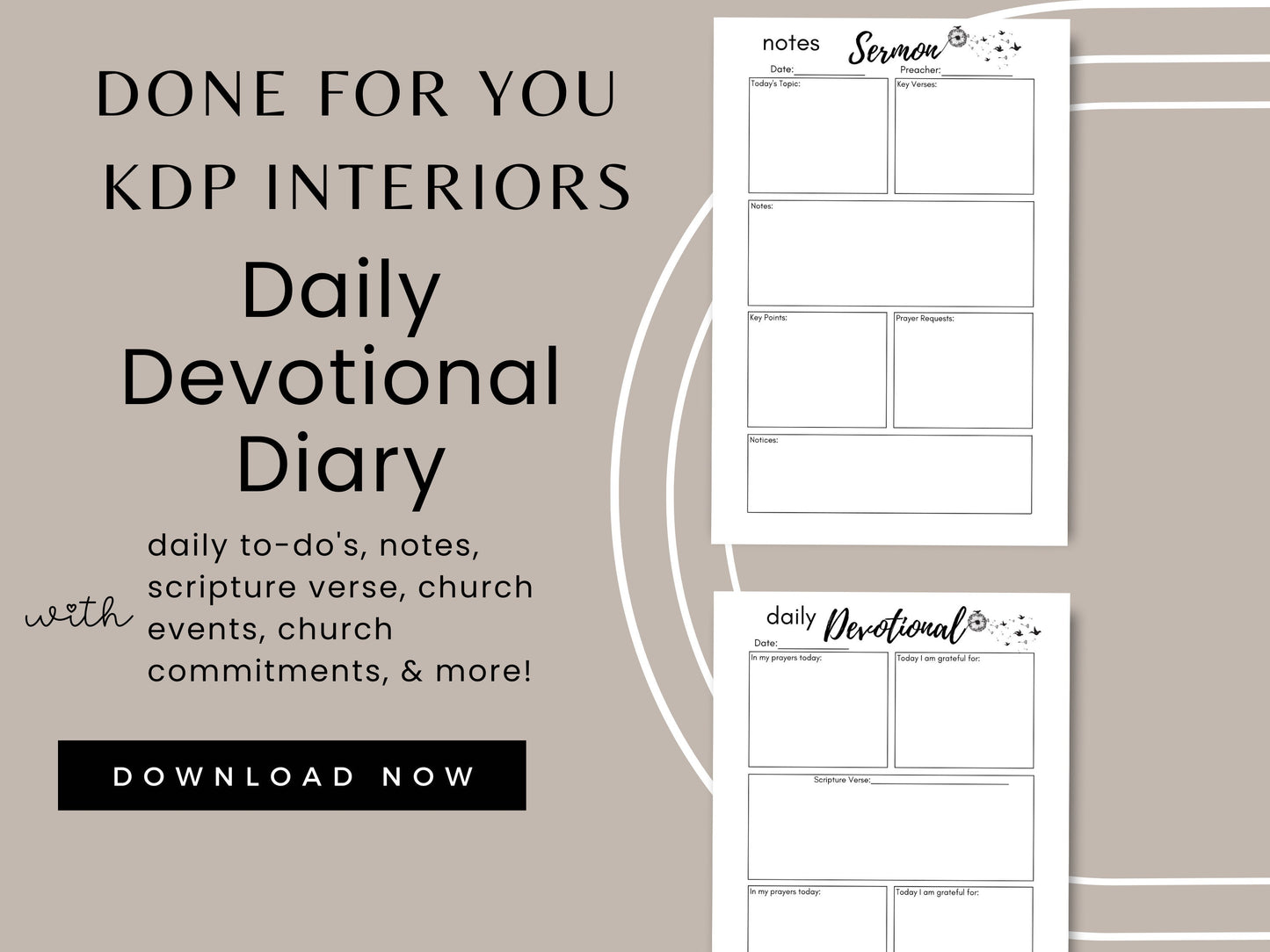 Daily Devotional Diary Bundle, 6x9, KDP Template plus Cover, Amazon KDP, KDP Cover