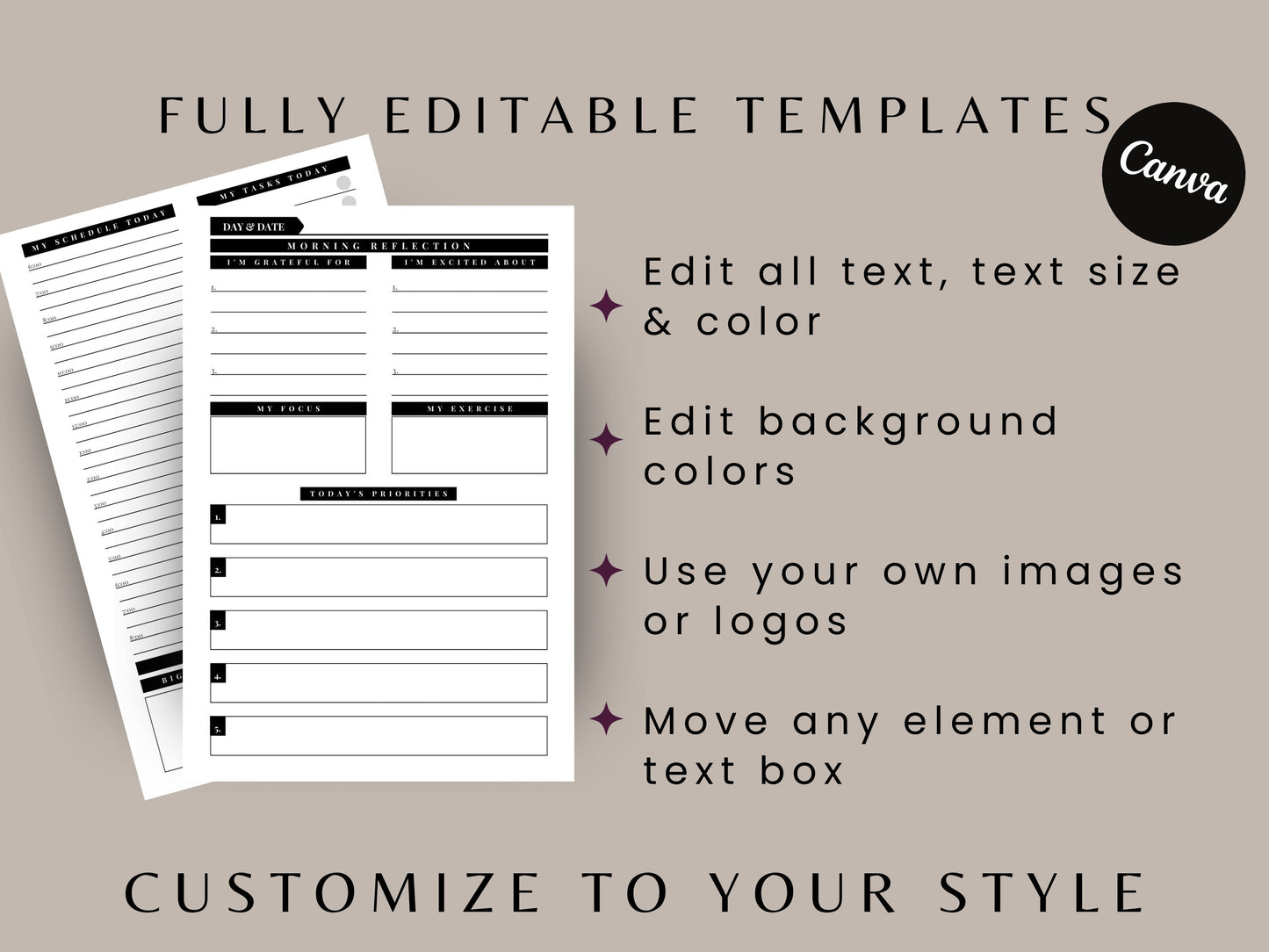 Daily Goal Planner, 6x9, KDP Template, Daily Goals, Canva Template
