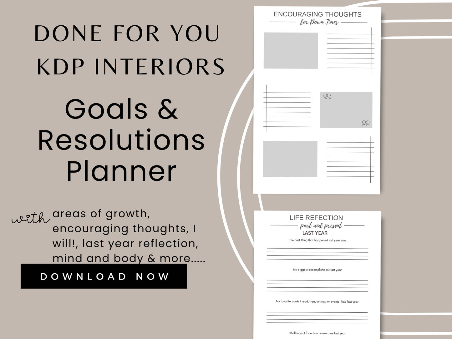 Goals and Resolutions Planner, KDP Interior, Canva Template