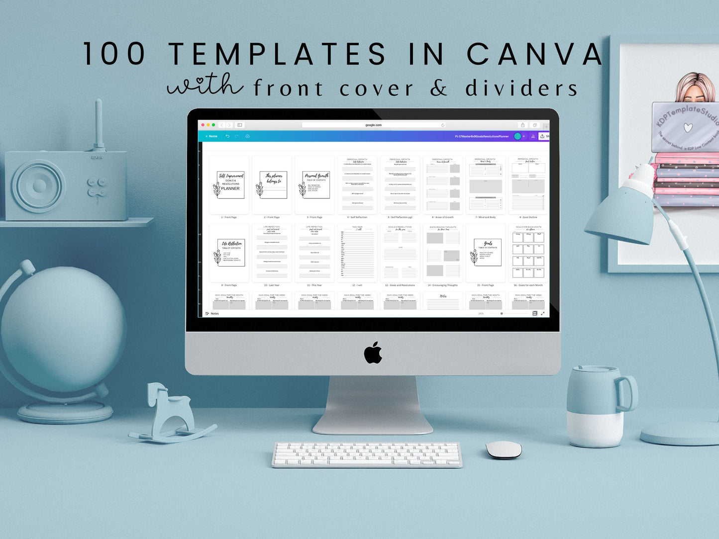 Goals and Resolutions Planner, KDP Interior, Canva Template