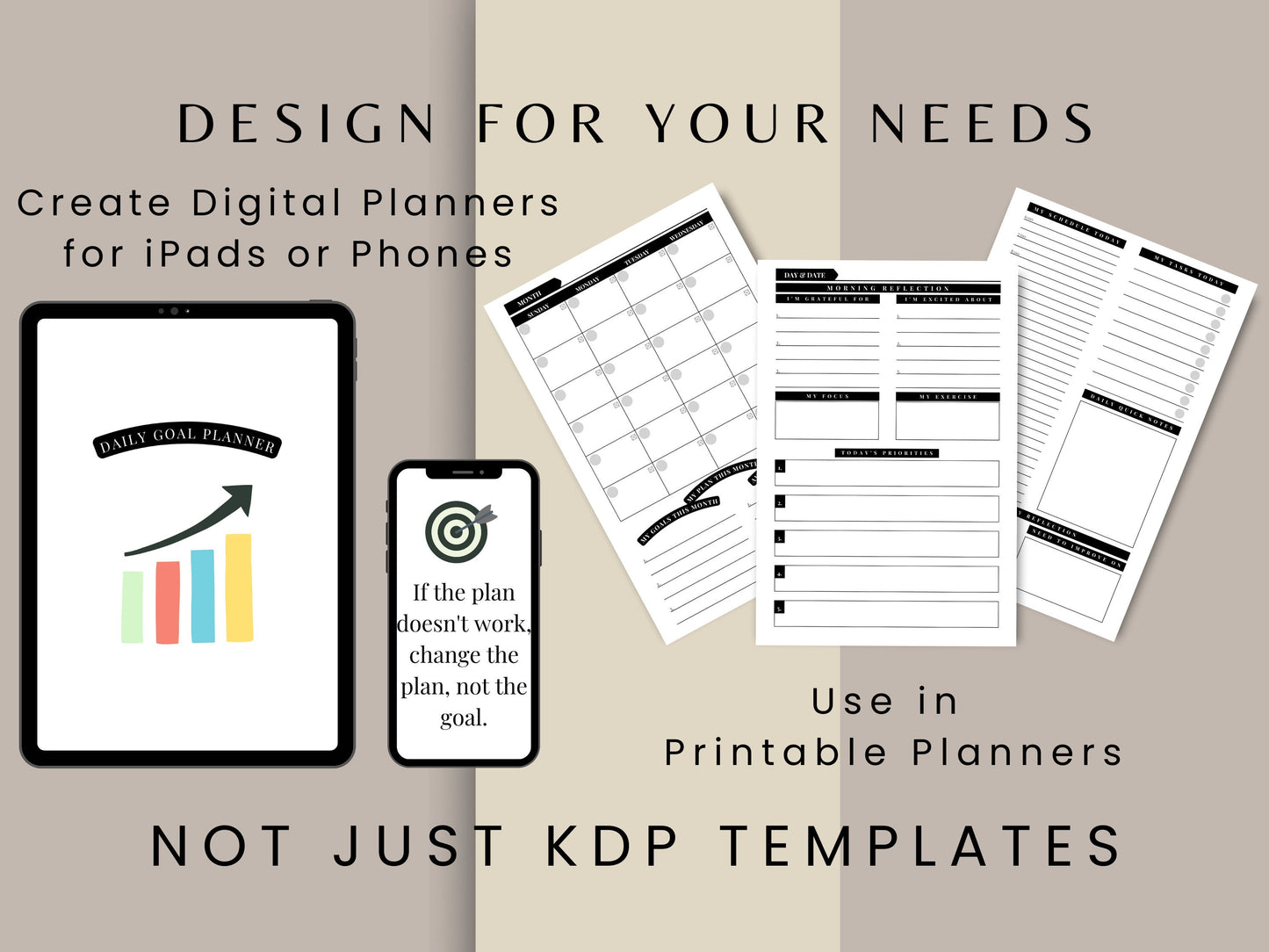 Daily Goal Planner, 6x9, KDP Template, Daily Goals, Canva Template