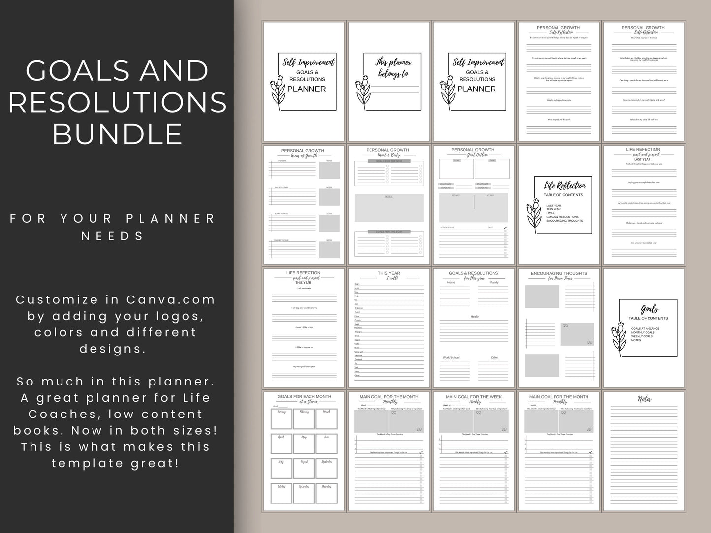 Goals and Resolutions Bundle, KDP Interior Bundle