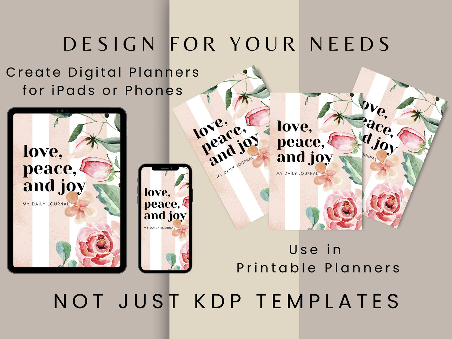 Love, Peace, and Joy Cover, 6x9, KDP Cover, KDP Template, Amazon KDP Cover, Hardcover, Paperback