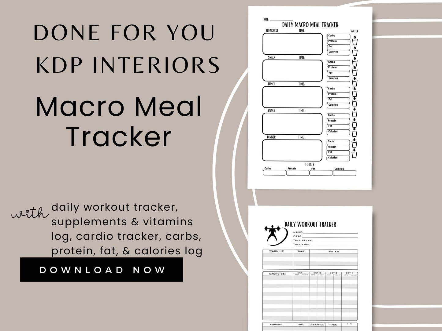 Macro Meal Tracker, KDP Tracker, 6x9, Canva Editable, Amazon KDP, Digital, Printable