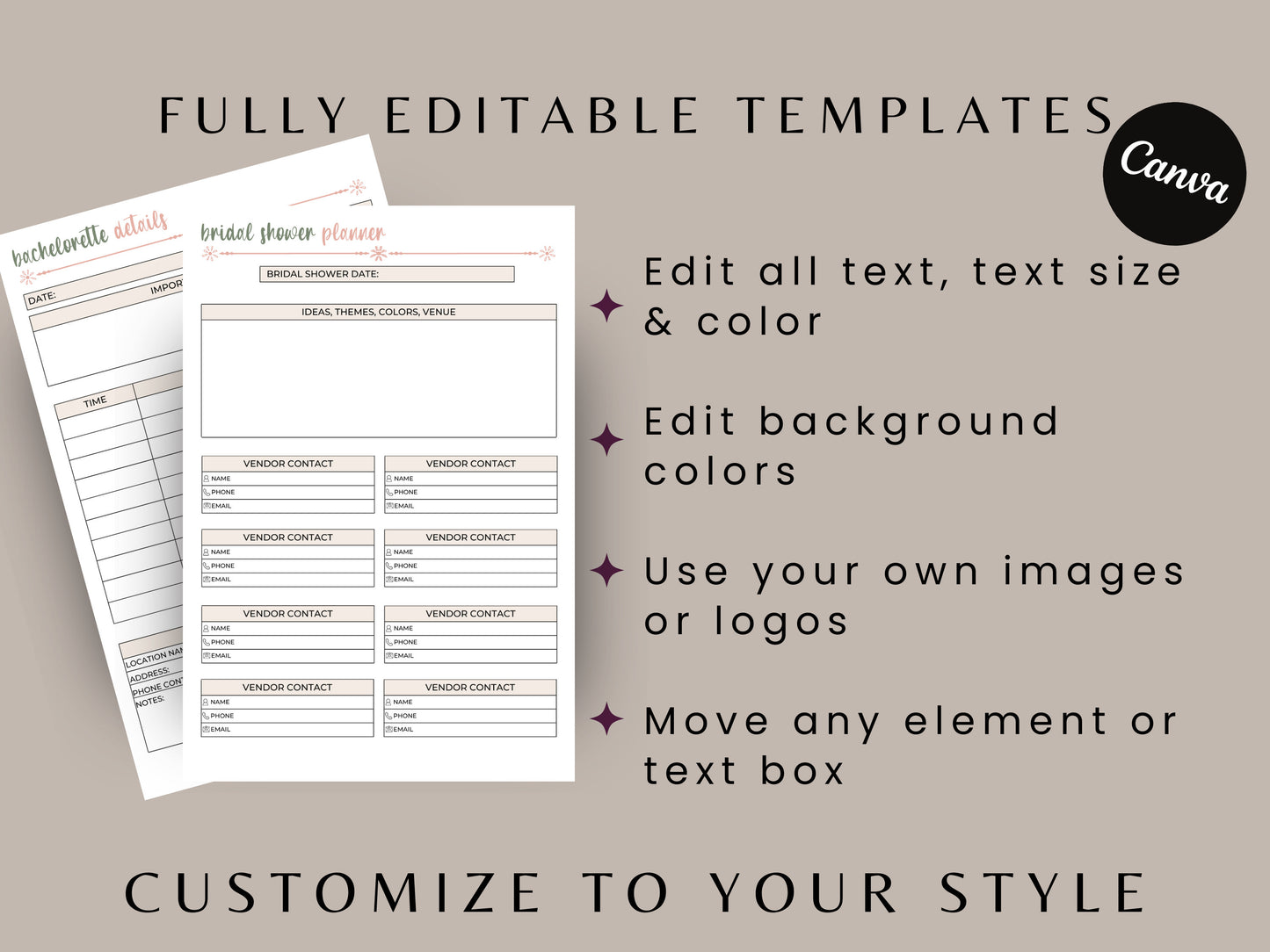 Big Maid of Honor Planner, KDP Interior, 8.5x11, Customizable in Canva, Printable, Digital