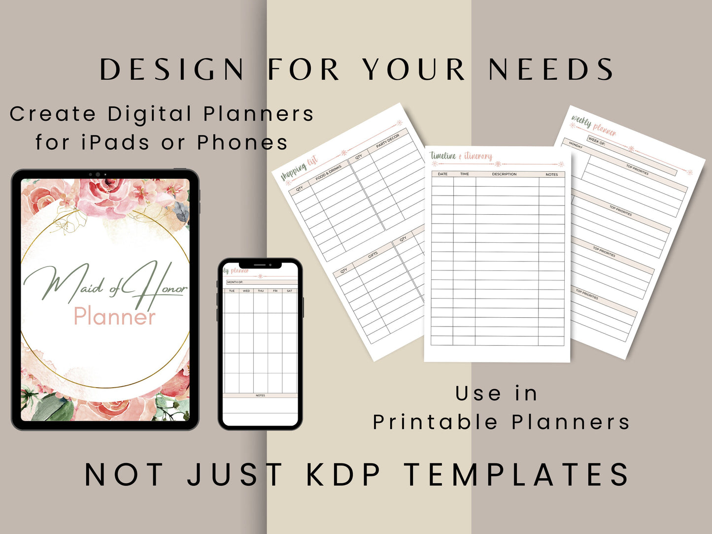 Big Maid of Honor Planner, KDP Interior, 8.5x11, Customizable in Canva, Printable, Digital