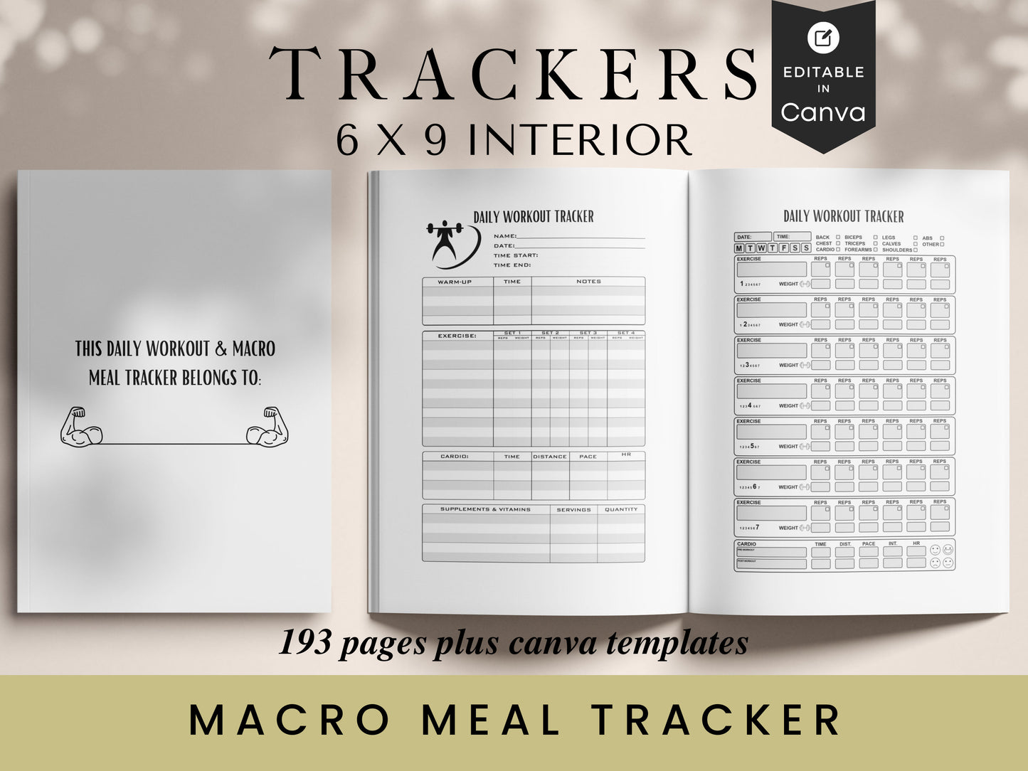 Macro Meal Tracker, KDP Tracker, 6x9, Canva Editable, Amazon KDP, Digital, Printable