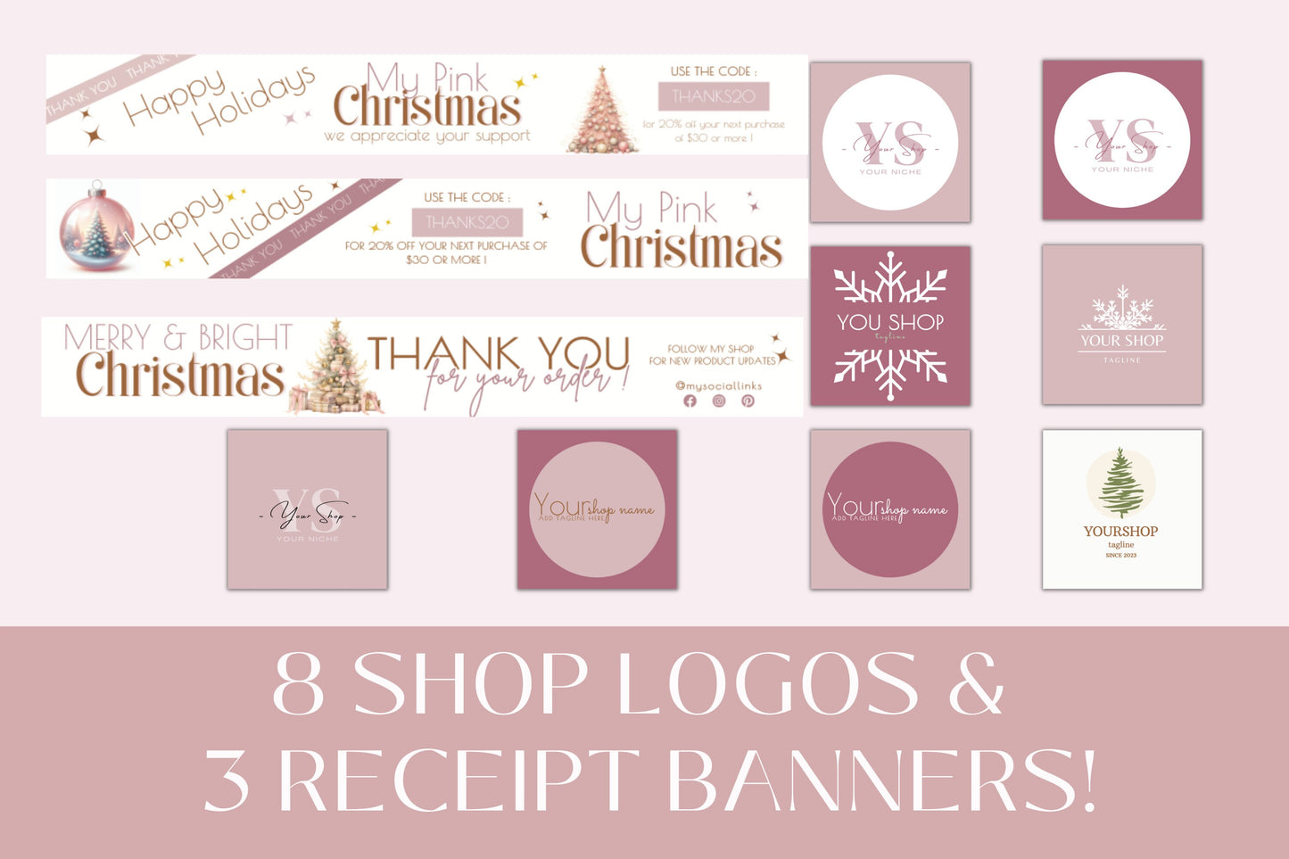 Etsy Shop Kit, Christmas Shop Kit, Etsy Branding Kit, Etsy Banner Template, Etsy Shop Branding, Etsy Profile Logos, Etsy Cover Photo