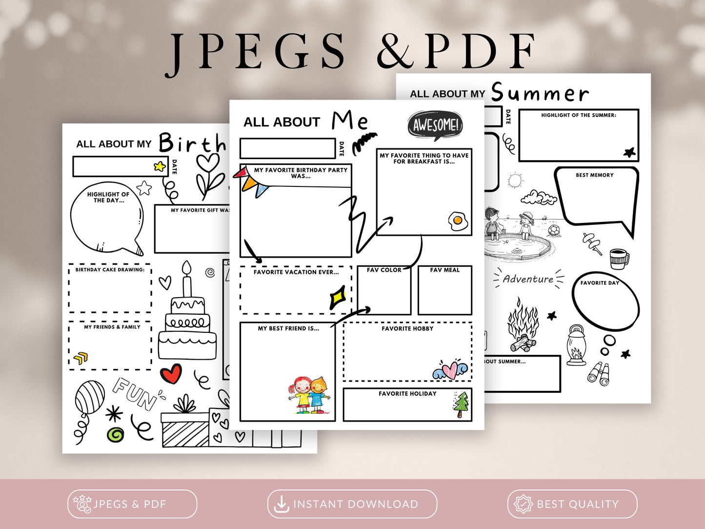 First Day of School Kids Worksheet, Homeschool Activity PDF