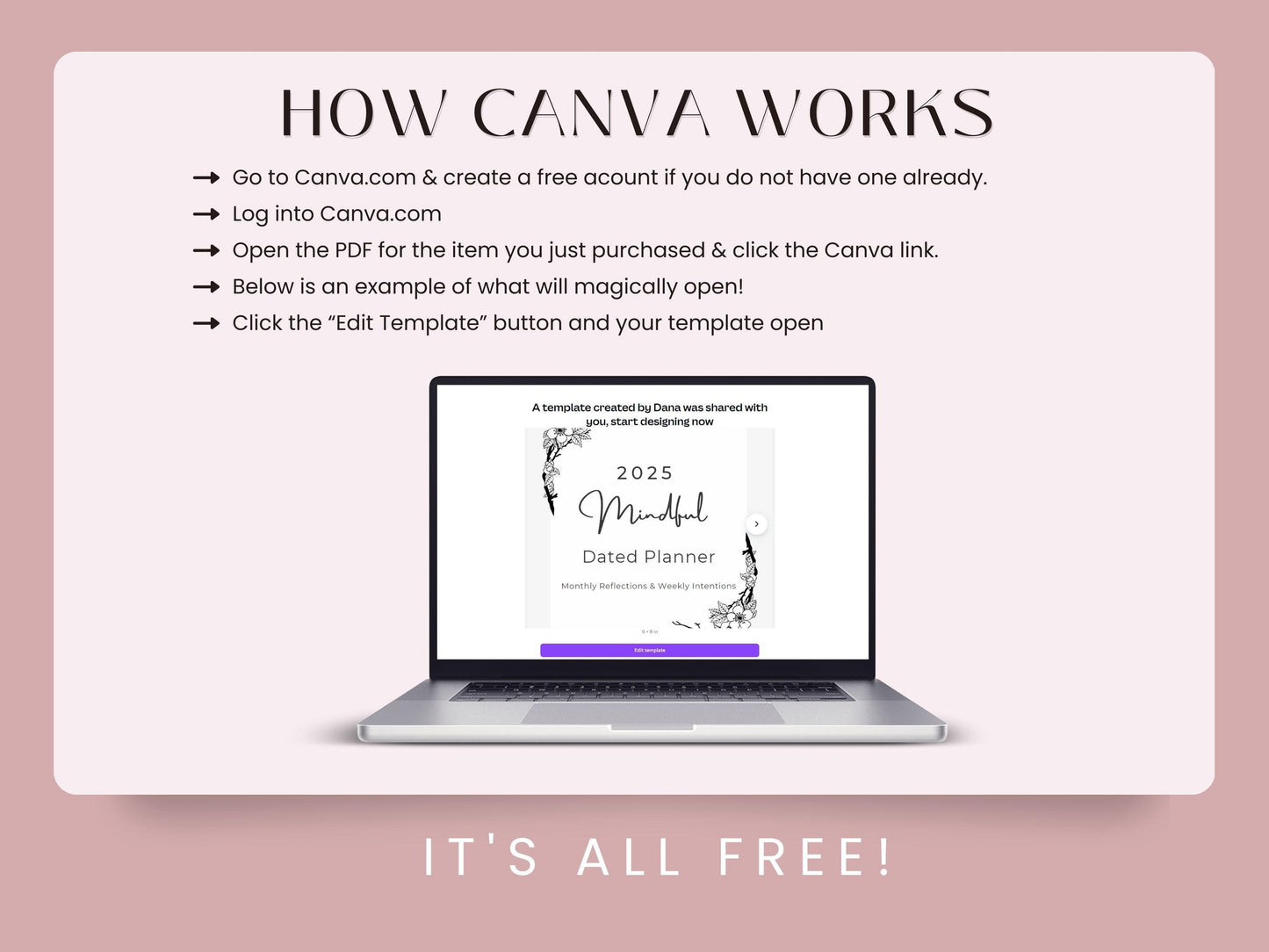 2025 Mindful Dated Planner, 6x9, KDP Interior, Amazon KDP, Ready To Use, Printable Planner, Canva Templates, Monday Start Date