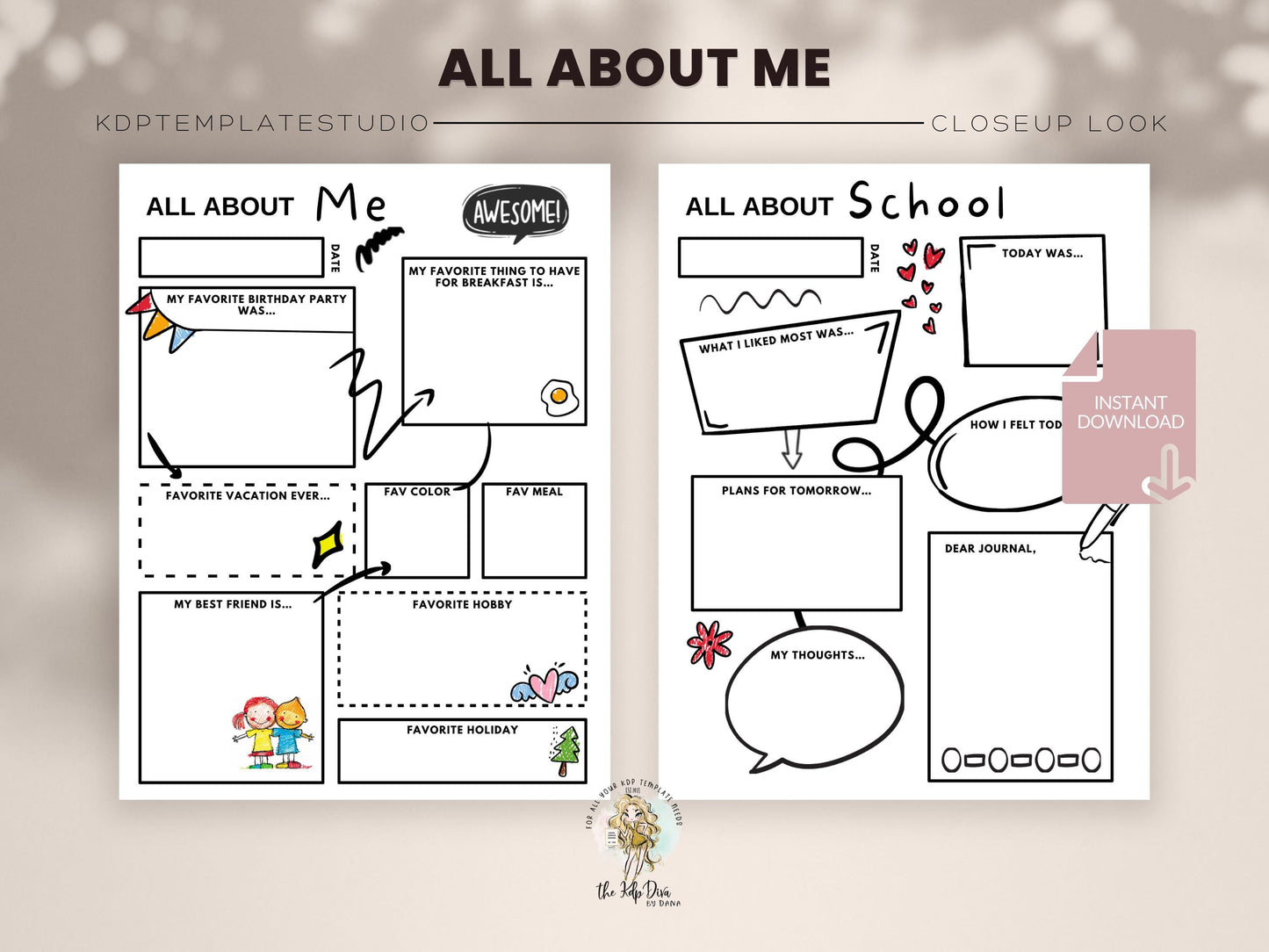 First Day of School Kids Worksheet, Homeschool Activity PDF