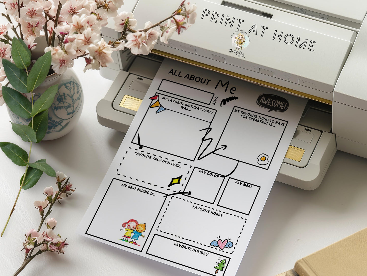 First Day of School Kids Worksheet, Homeschool Activity PDF