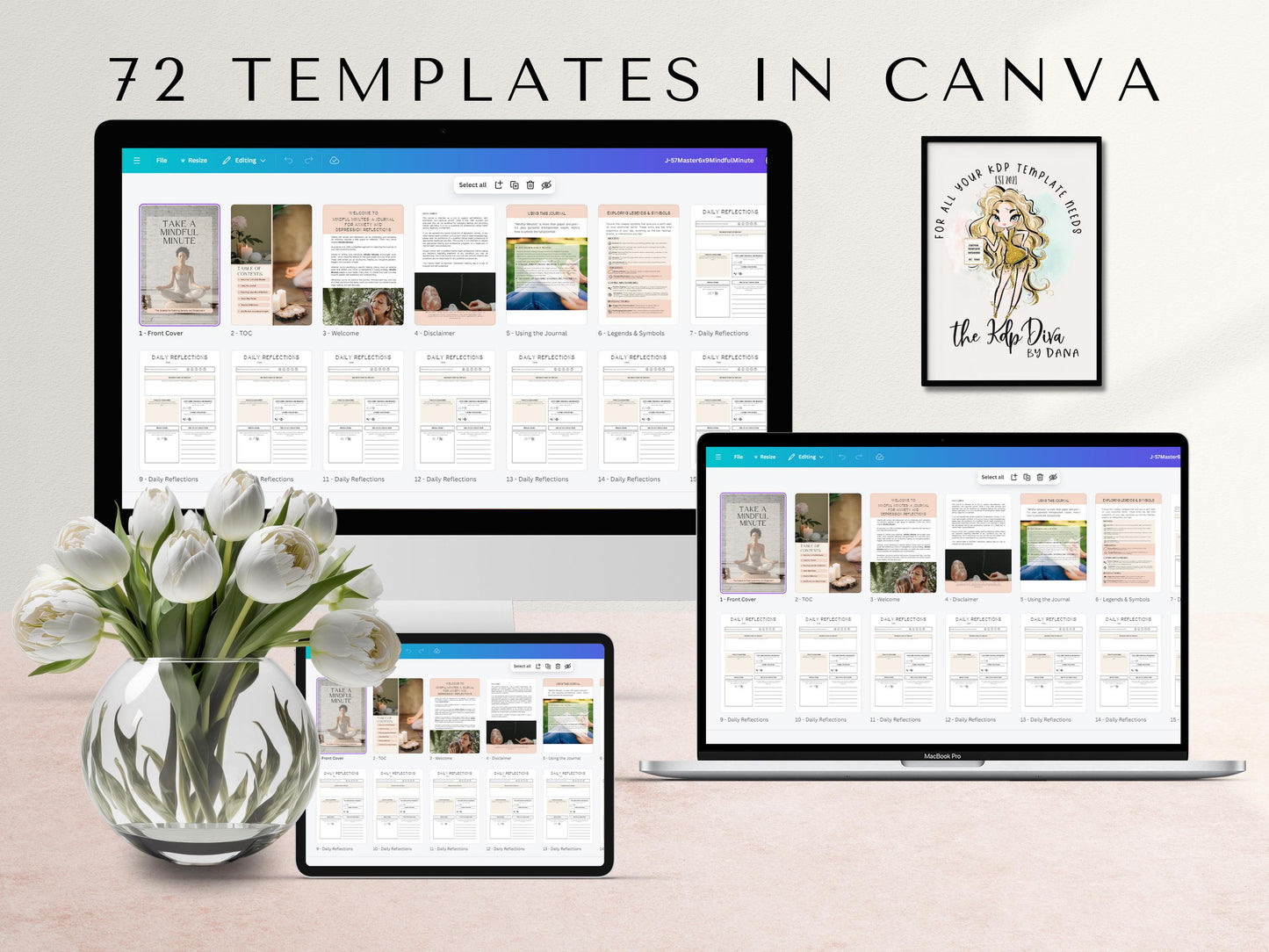 Mindful Minutes Journal, 8.5x11, KDP Template, Canva Templates, Printable Planner, Anxiety Journal, Depression Journal