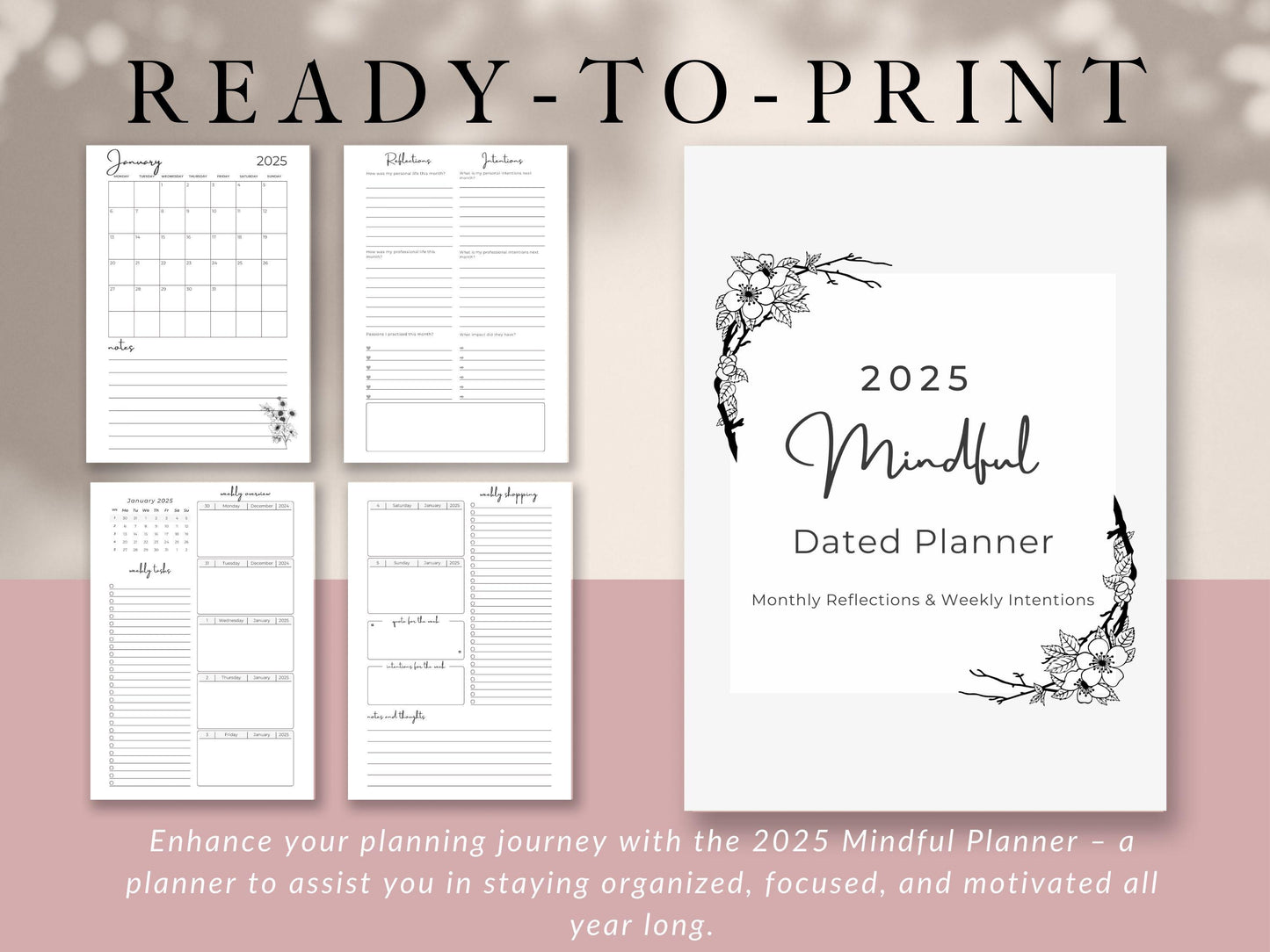 2025 Mindful Dated Planner, 6x9, KDP Interior, Amazon KDP, Ready To Use, Printable Planner, Canva Templates, Monday Start Date