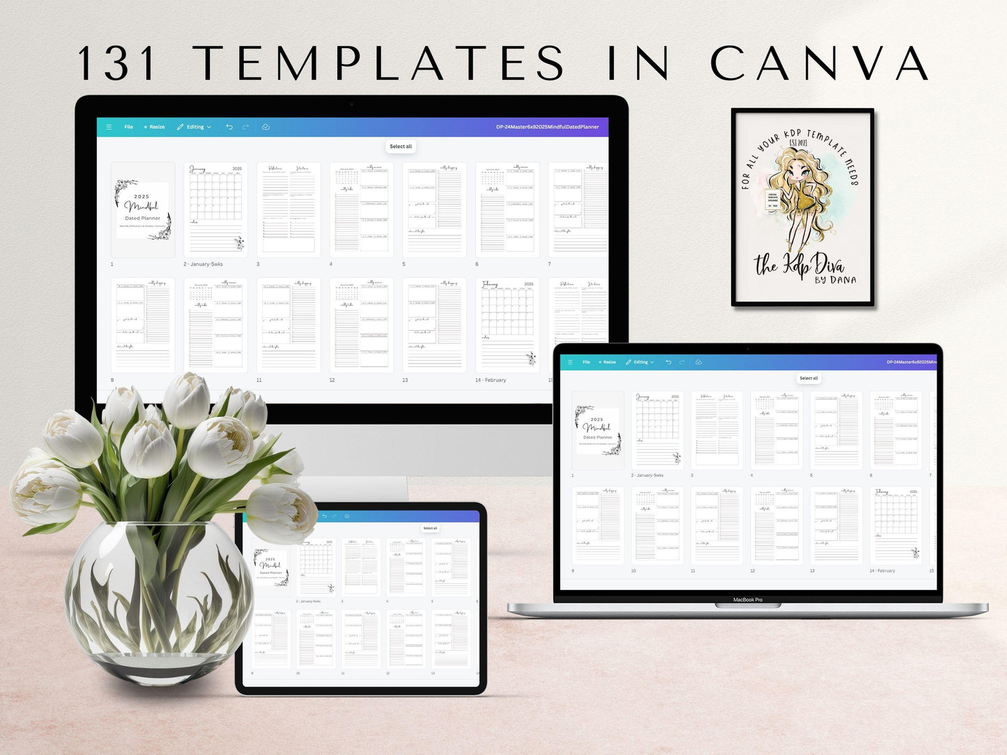 2025 Mindful Dated Planner, 6x9, KDP Interior, Amazon KDP, Ready To Use, Printable Planner, Canva Templates, Monday Start Date