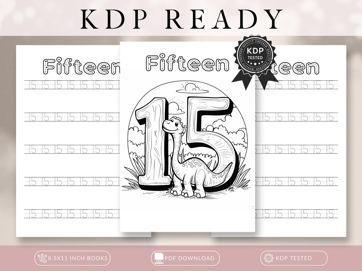 Dinosaur Number Coloring Template 1-20 with Tracing for Homeschool, KDP Authors, Practice Sheets