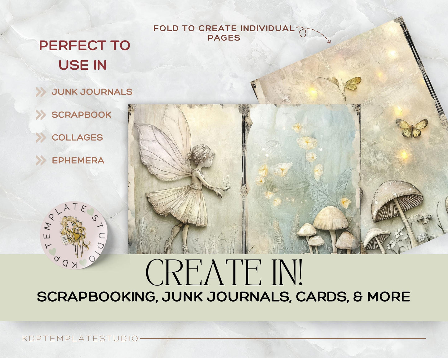 Keepsake Fairies Junk Journal, Papers and Pages, Whimsical Sheets, Dragonflies