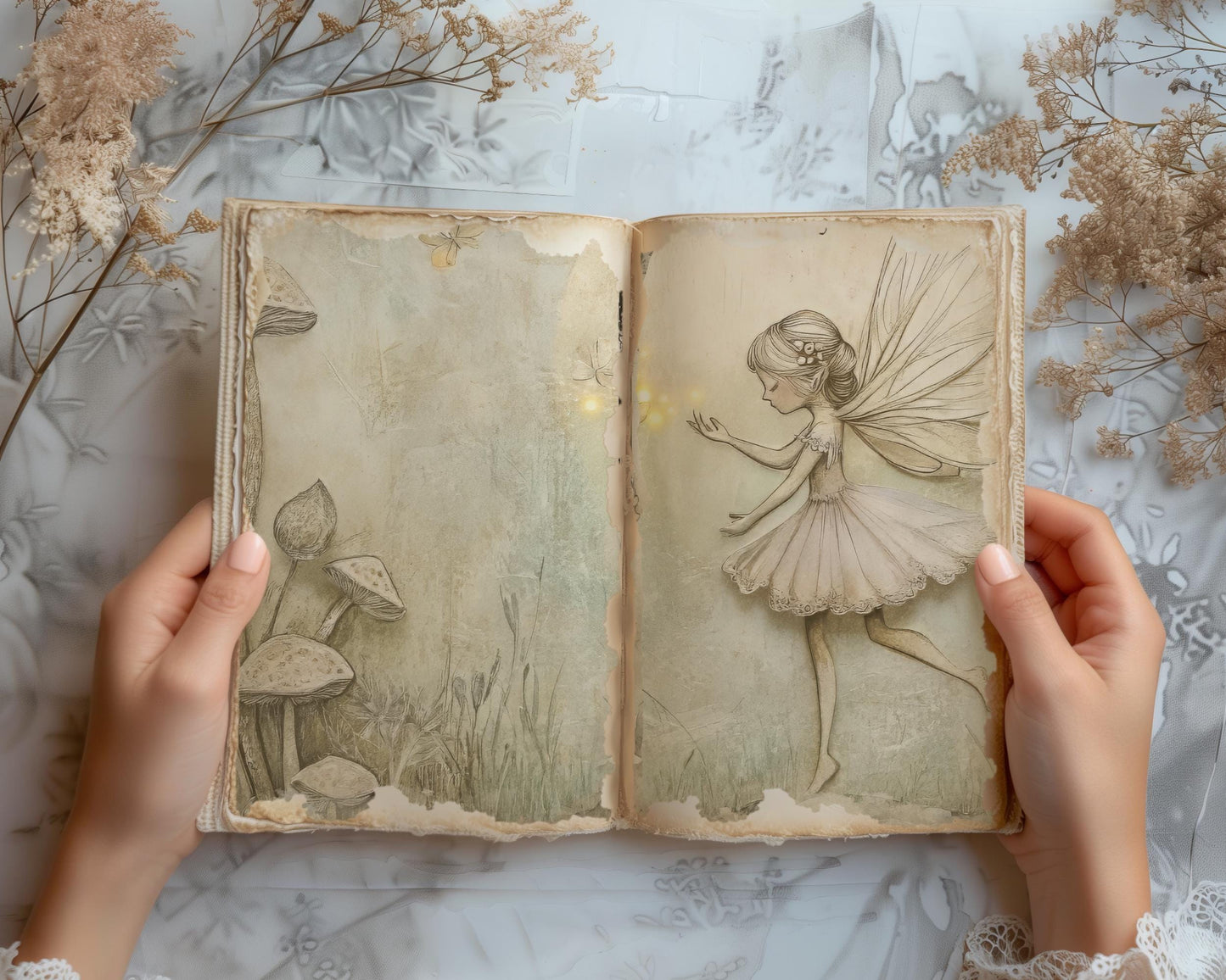 Keepsake Fairies Junk Journal, Papers and Pages, Whimsical Sheets, Dragonflies