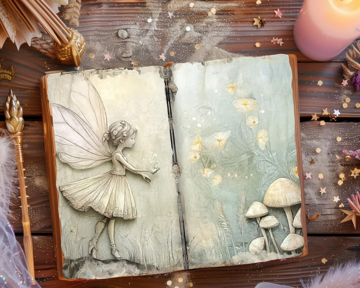 Keepsake Fairies Junk Journal, Papers and Pages, Whimsical Sheets, Dragonflies