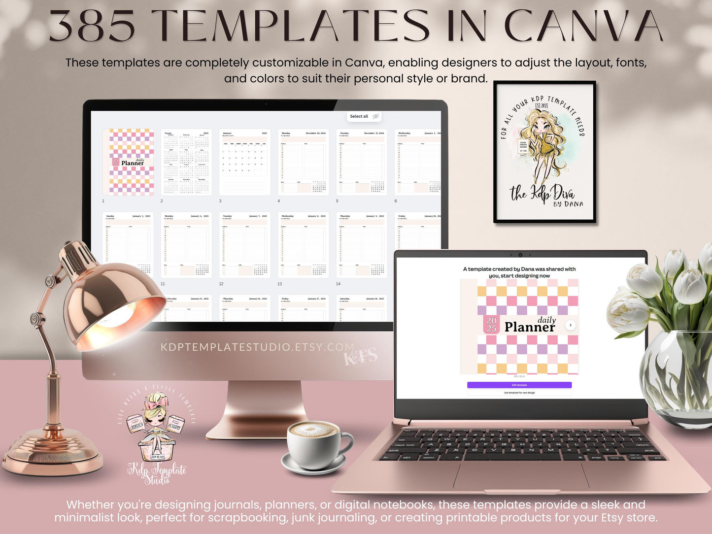 2025 Daily Planner with Goals, Monthly Focus, To-Do, Canva Templates, KDP Interior