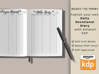 Daily Devotional Diary Bundle, 6x9, KDP Template plus Cover, Amazon KDP, KDP Cover