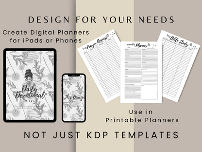 Daily Devotional Diary Bundle, 6x9, KDP Template plus Cover, Amazon KDP, KDP Cover