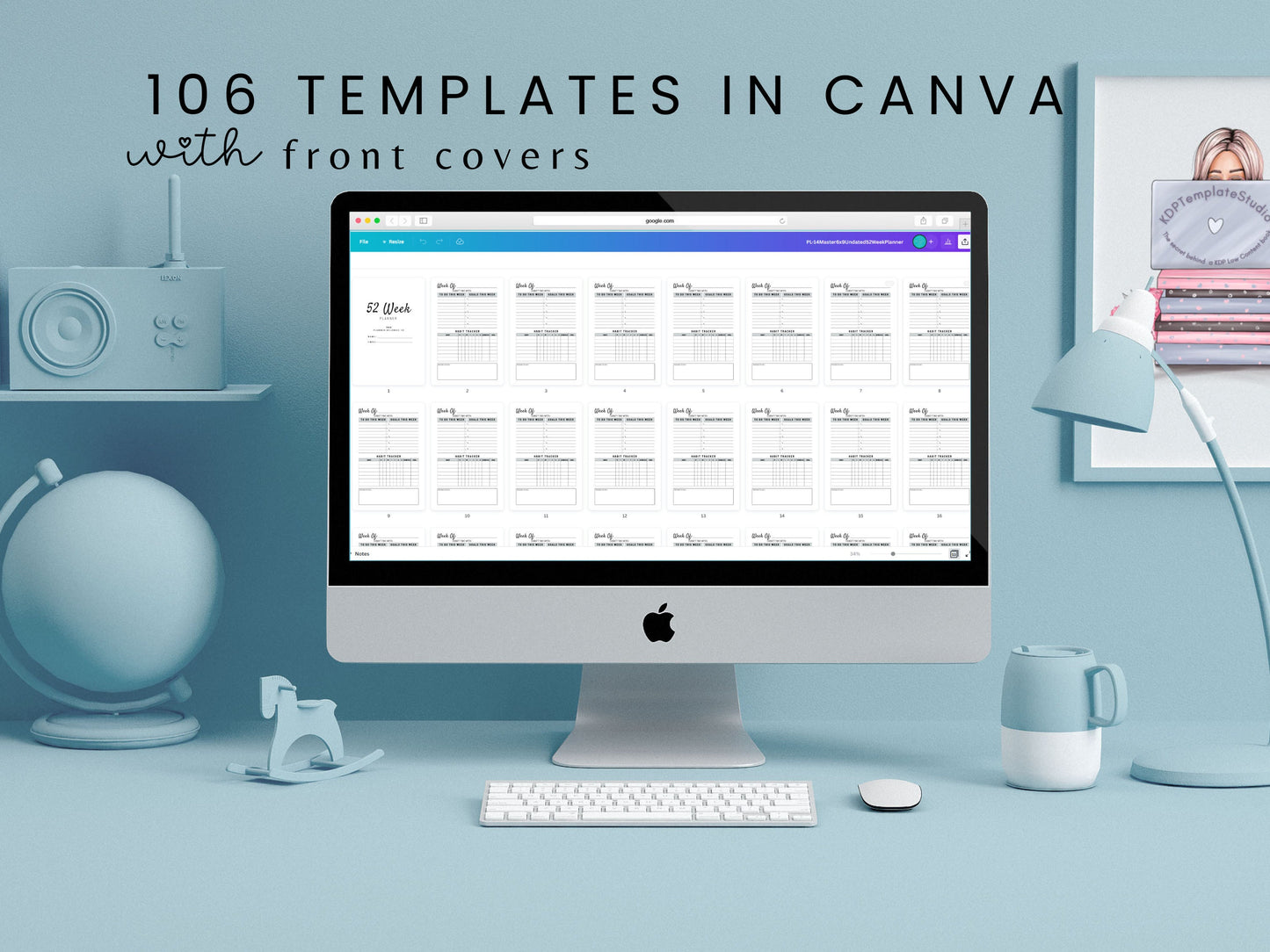52 Week Undated Planner Bundle,KDP Template,KDP Interior,KDP Amazon,Weekly To do,iPhone Planner