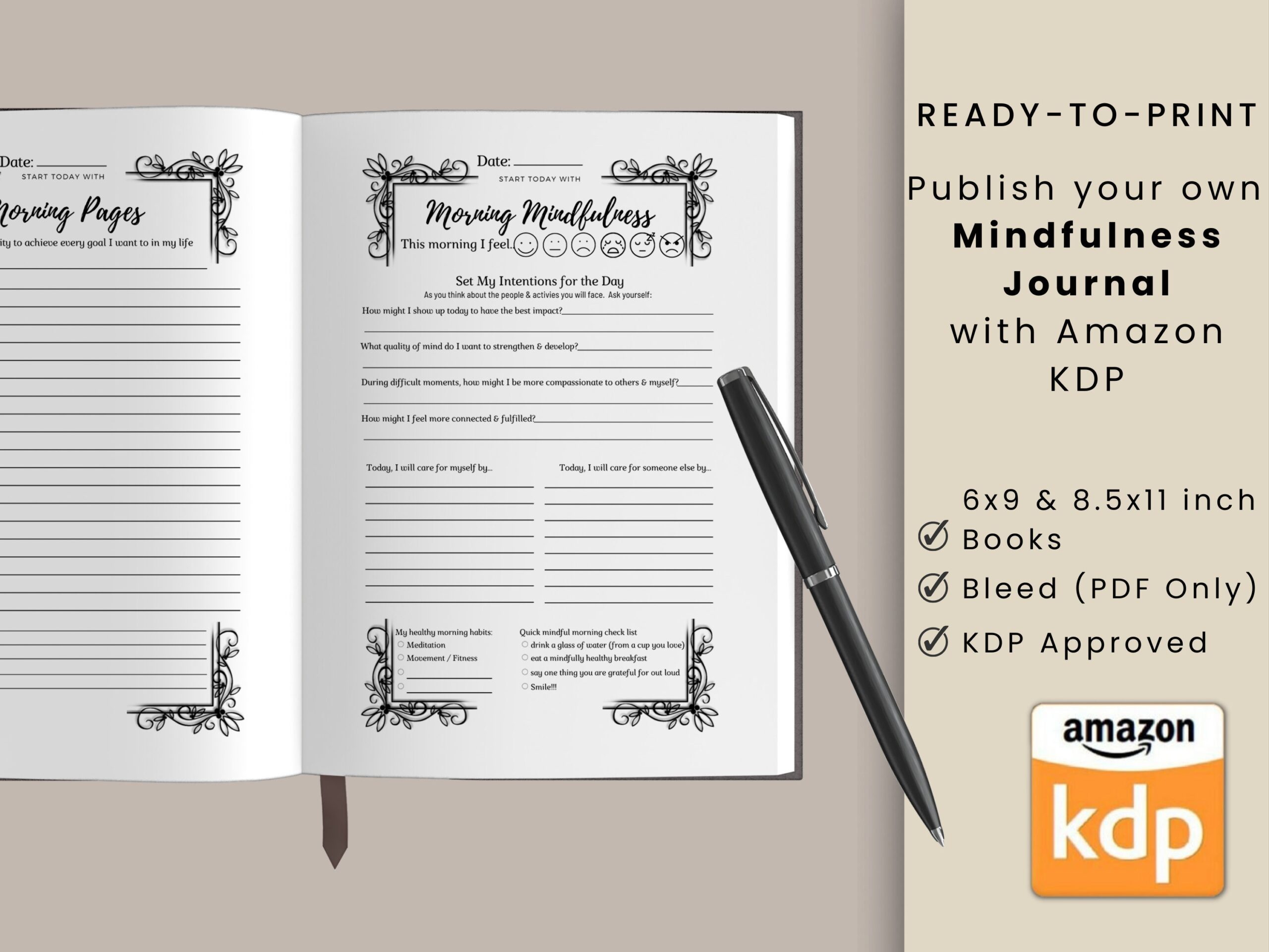 Book Review & Reading Journal Canva Template 8.5x11 Inches with Bleed  Commercial Use KDP Template 